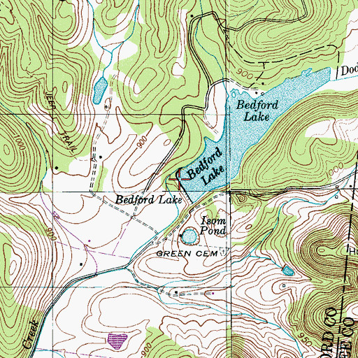 Topographic Map of Bedford Lake Dam, TN