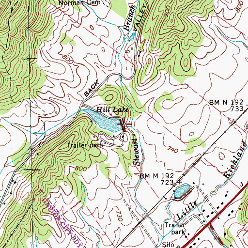 Topographic Map of Lake Hill Dam, TN