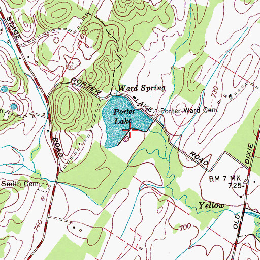 Topographic Map of Porter Lake Dam, TN