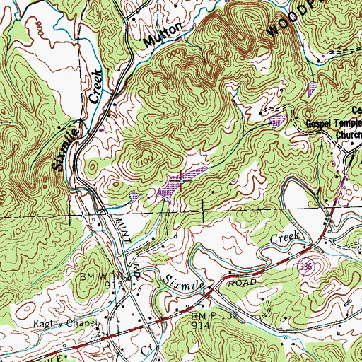 Topographic Map of Kagley Lake, TN