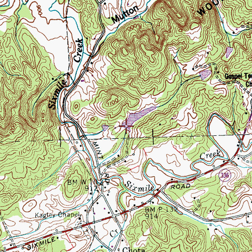 Topographic Map of Kagley Dam, TN