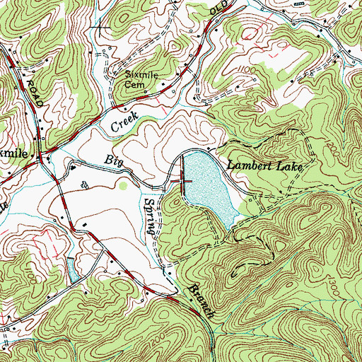 Topographic Map of Lambert Dam, TN