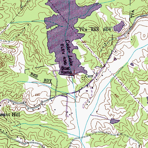Topographic Map of Cedar Dam, TN