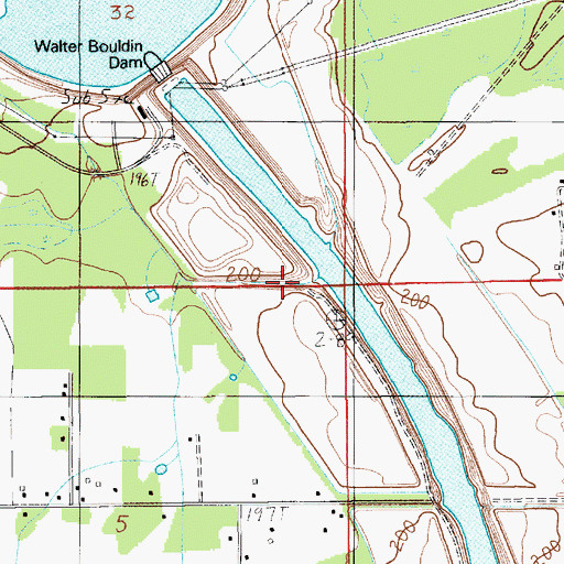 Topographic Map of Walter Bouldin Dam, AL