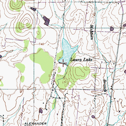 Topographic Map of Laura Lake Dam, TN