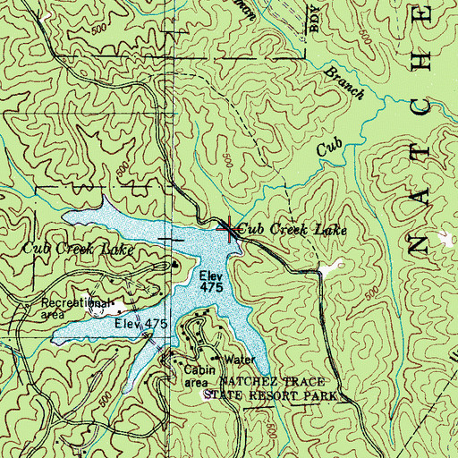 Topographic Map of Cub Creek Dam, TN