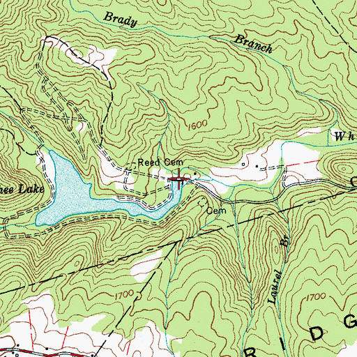 Topographic Map of Tranquilichee Lake Dam, TN