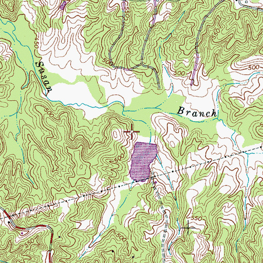 Topographic Map of Susan Branch Lake, TN
