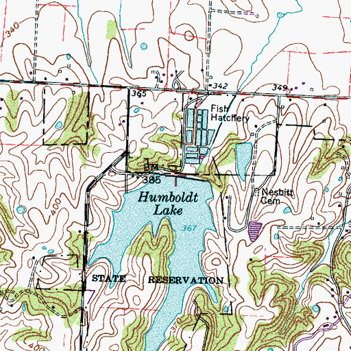 Topographic Map of Humboldt Dam, TN