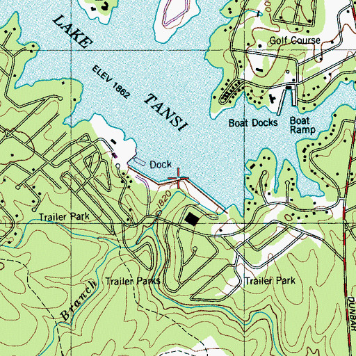 Topographic Map of Tansi Lake Dam, TN