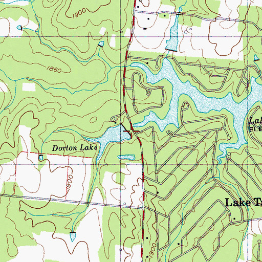 Topographic Map of Dorton Lake Dam, TN
