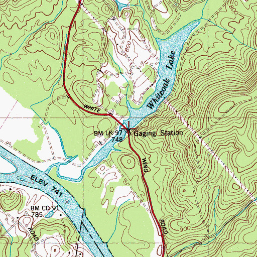 Topographic Map of Whiteoak Dam, TN
