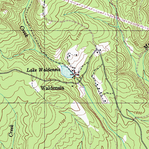 Topographic Map of Lake Waldensia Dam, TN