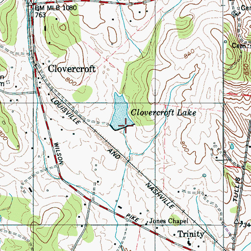 Topographic Map of Clovercroft Lake Dam, TN