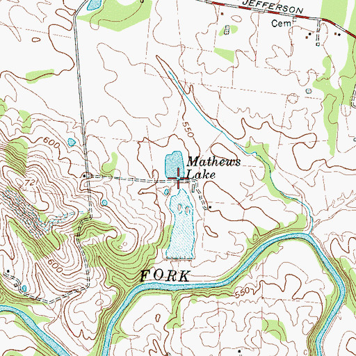 Topographic Map of Mathews Lake Dam, TN