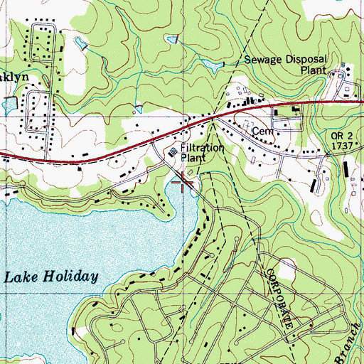 Topographic Map of Holiday Lake Dam, TN