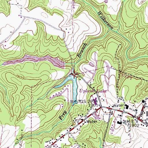 Topographic Map of Lake Laura Dam, TN