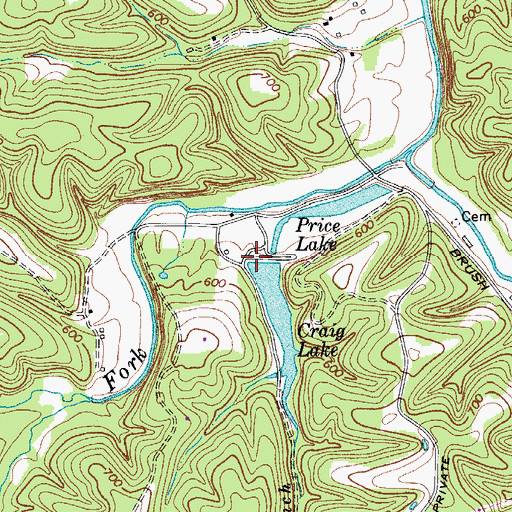 Topographic Map of Craig Lake Dam, TN