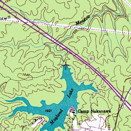 Topographic Map of Mayland Lake Dam, TN