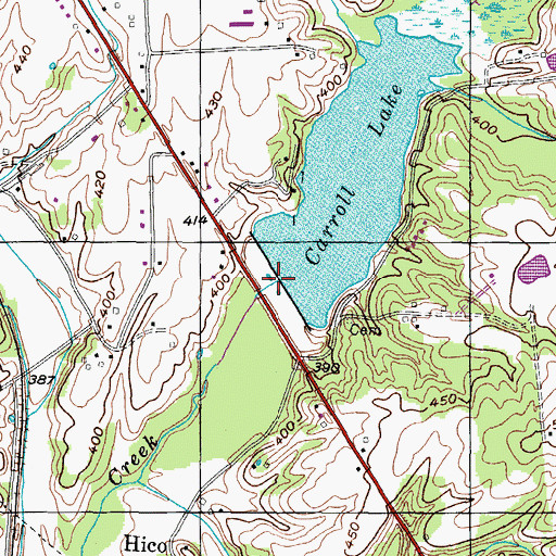 Topographic Map of Carroll Lake Dam, TN