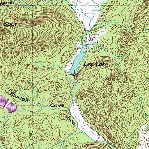 Topographic Map of Lea Lake Dam, TN