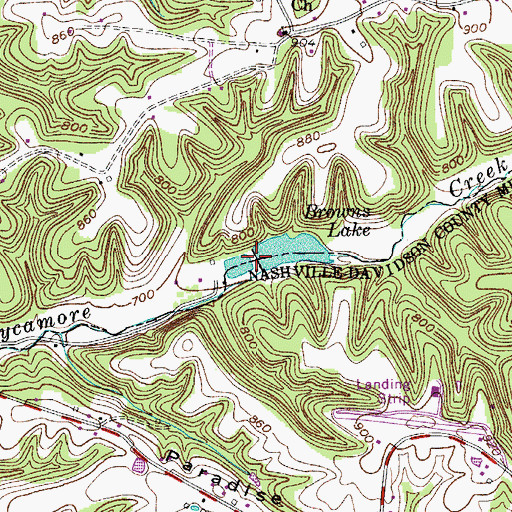 Topographic Map of Browns Lake Dam, TN