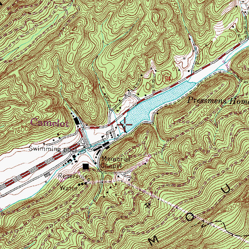 Topographic Map of Pressmens Home Dam, TN