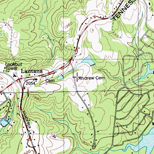 Topographic Map of Andrew Cemetery, TN