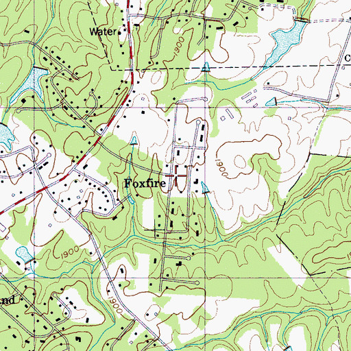 Topographic Map of Foxfire, TN