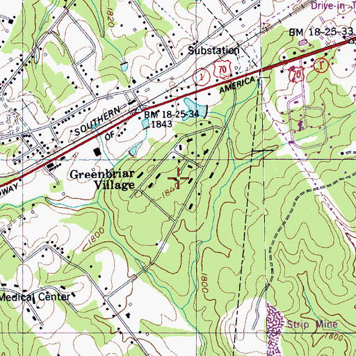 Topographic Map of Greenbriar Village, TN