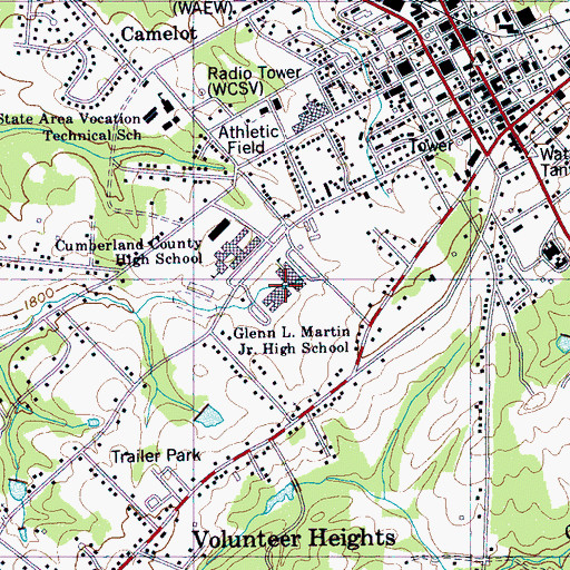 Topographic Map of Glenn L Martin Junior High School, TN