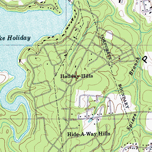 Topographic Map of Holiday Hills, TN