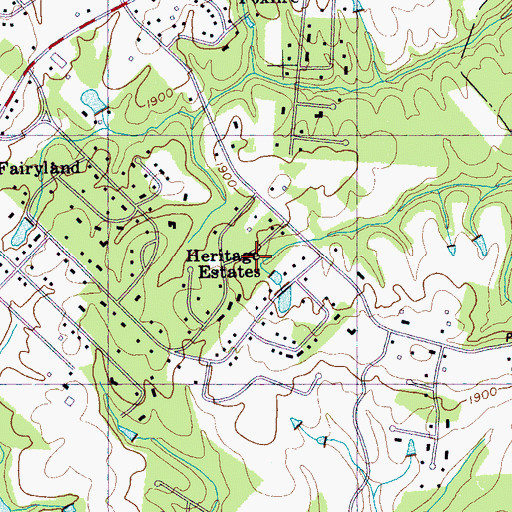 Topographic Map of Heritage Estates, TN
