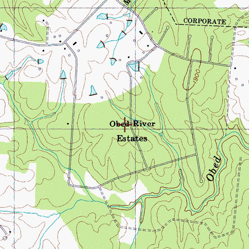 Topographic Map of Obed River Estates, TN
