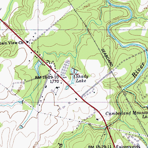 Topographic Map of Shady Lake, TN