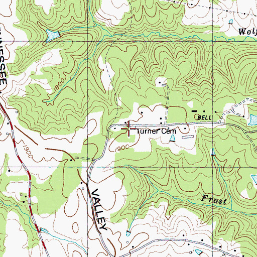 Topographic Map of Turner Cemetery, TN