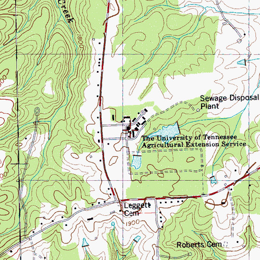 Topographic Map of University of Tennessee Agricultural Extension Service, TN