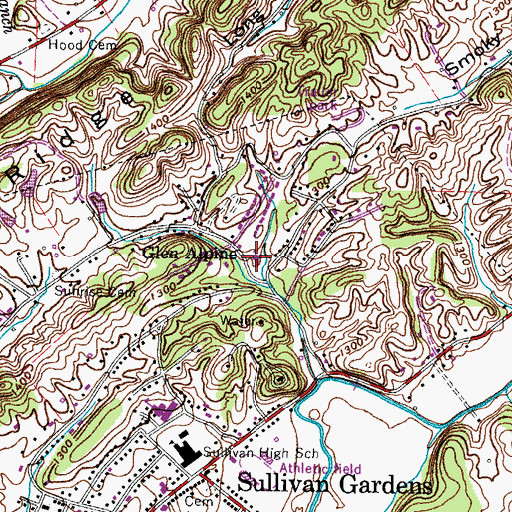 Topographic Map of Glen Alpine Church, TN