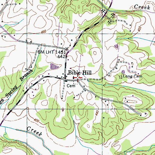 Topographic Map of Bible Hill School (historical), TN