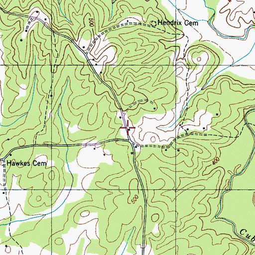 Topographic Map of Hendrix Chapel (historical), TN