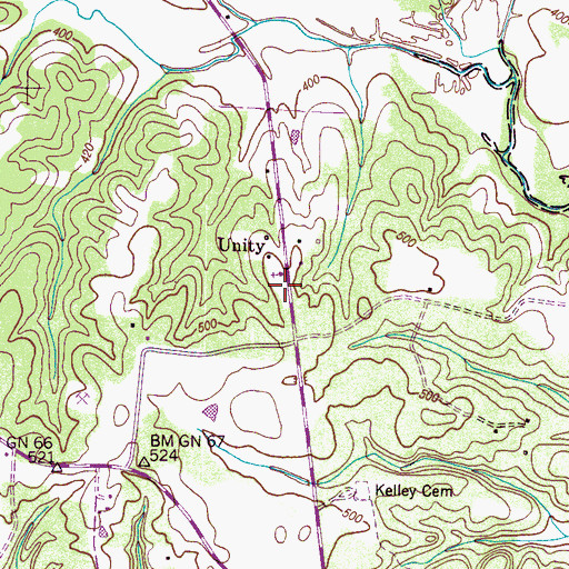 Topographic Map of Unity School (historical), TN