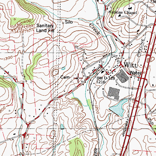 Topographic Map of Witt Baptist Church, TN
