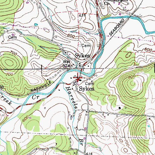 Topographic Map of Sykes Church of Christ, TN