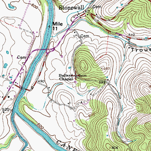 Topographic Map of Ballard Chapel, TN