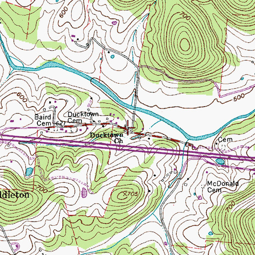 Topographic Map of Ducktown Church, TN