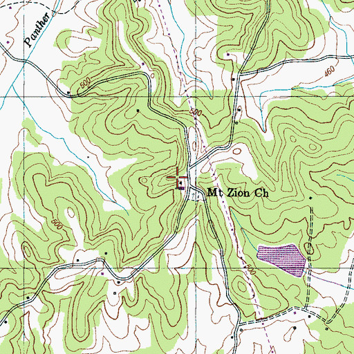 Topographic Map of Dunivant School, TN