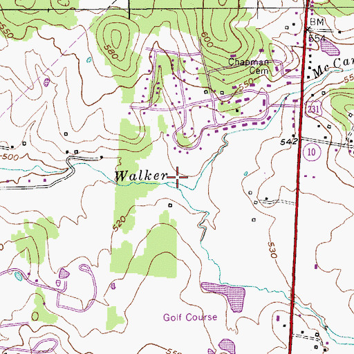 Topographic Map of McCarmel Branch, TN