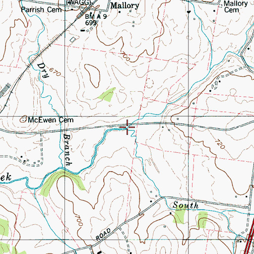 Topographic Map of North Prong Spencer Creek, TN