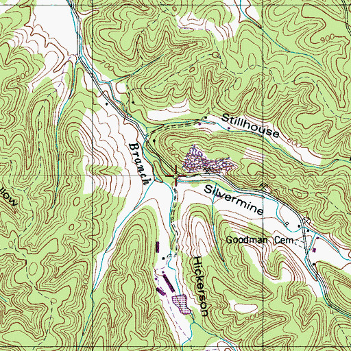 Topographic Map of Silvermine Hollow, TN