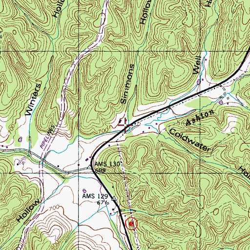 Topographic Map of Simmons Hollow, TN